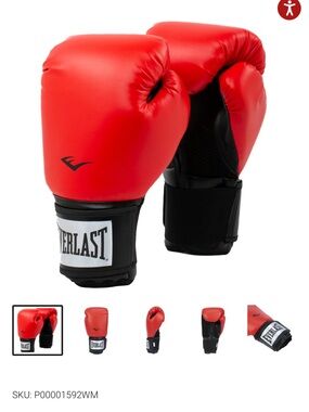 Everlast Red Training Boxing Gloves with Black Cuff